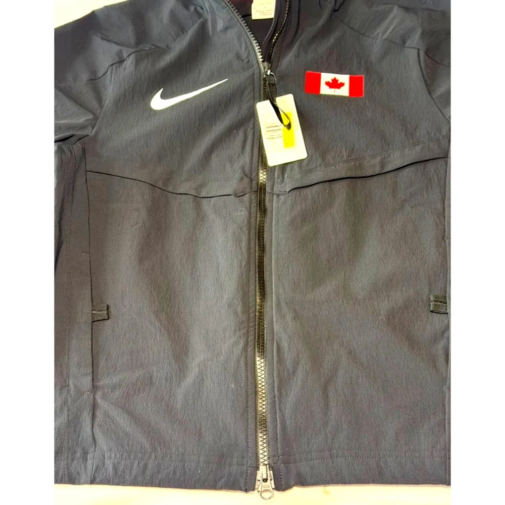 New Women's Nike Canada Team Dri-FIT Full Zip Track Jacket Black Size Small